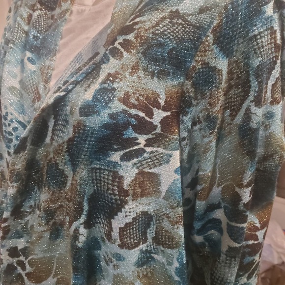 Added Dimensions for Catherines 3X (26W/28W) Animal Print Metallic Cardigan - Picture 2 of 9